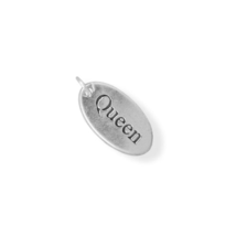 Sterling Silver Oval &quot;Queen&quot; Tag Charm for Charm Bracelet or Necklace - £21.23 GBP