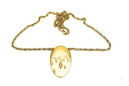 Vtg RETRO JJ Jonette Necklace  18” Womens Jewelry Goldtone Egg Dripping ... - $432.37 MXN