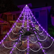 Halloween Decorations Outdoor Spiders Web Light Set, 115 Purple Led Light Decor  - £38.36 GBP