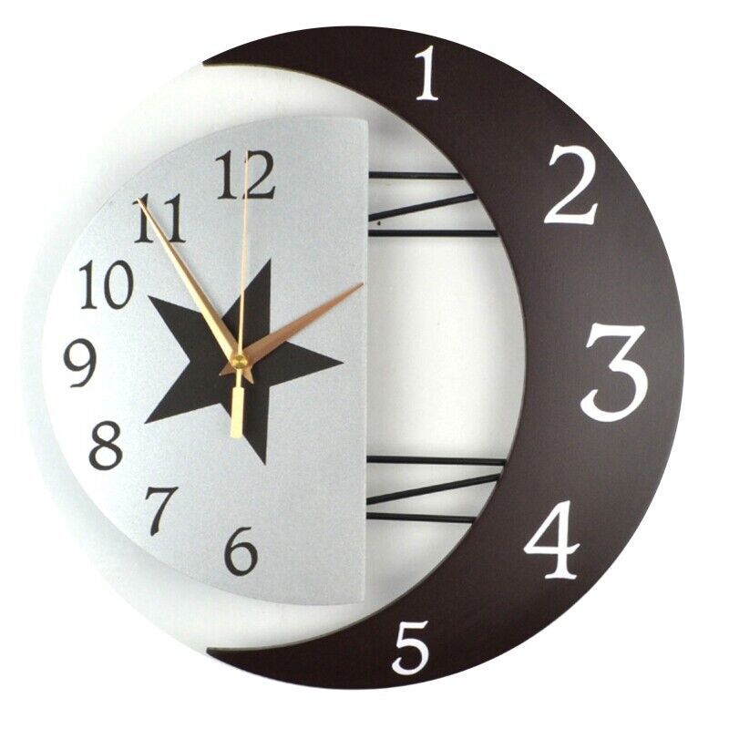 Modern Creative Mute Wall Clock Home Decor Sun Moon Silent Quartz Clock - $39.90