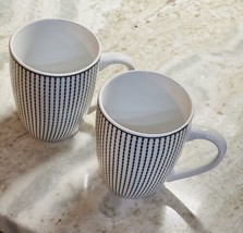 Royal Norfolk White Striped Stoneware Coffee Mugs Dinnerware Cups-Set Of... - $29.58