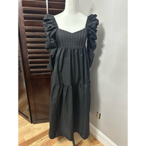 Topshop Womens Fit &amp; Flare Dress Black Smocked Maxi Puff Sleeve Goth Par... - $48.30