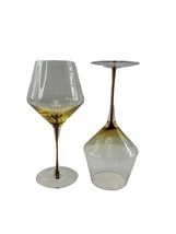 Pier 1  Imports Entice Amber Balloon Drip Stem Large Wine Glasses Set of 2  - £38.94 GBP
