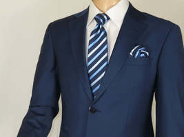 Men Suit BERLUSCONI Turkey Italian Wool 180's Single Breasted K442-12 Navy image 8