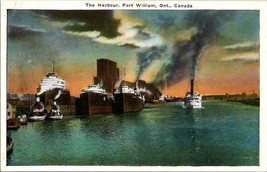 Canada Ontario Port Arthur Harbour Ships Fort William Vintage Postcard - $6.55