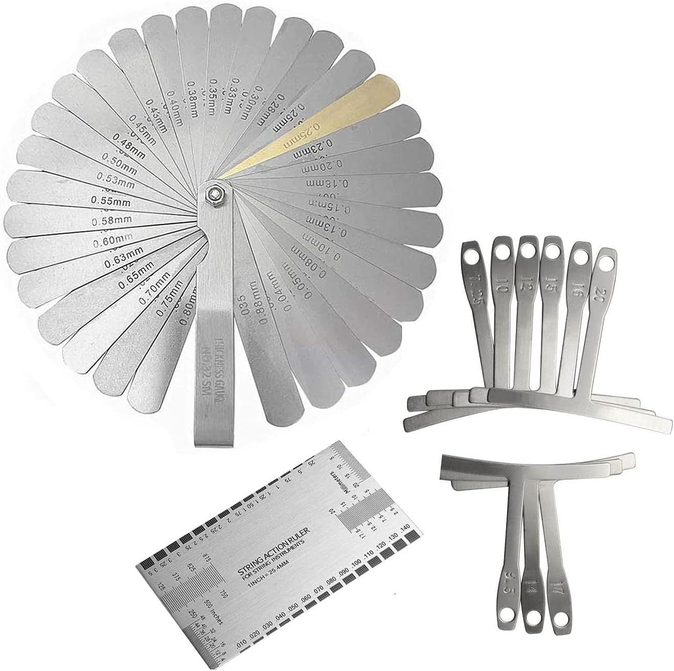 11 Pieces Guitar Luthier Tool Kit Including 9Pcs Understring Radius Gaug... - $35.99