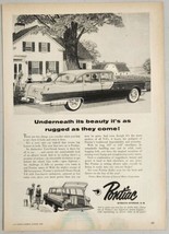 1955 Print Ad Pontiac 4-Door Sedan &amp; Station Wagon Strato-Streak V-8 - £15.01 GBP