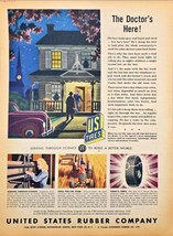 WWII-1944 Vintage Print Ad-UNITED States Rubber COMPANY-The Doctor&#39;s Here!-VTG - $15.63