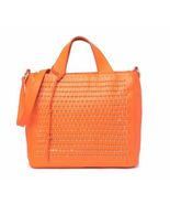 Vince Camuto Remy Woven Leather Shoulder Strap Zip Snap Tote Bag Monarch... - $112.45 CAD