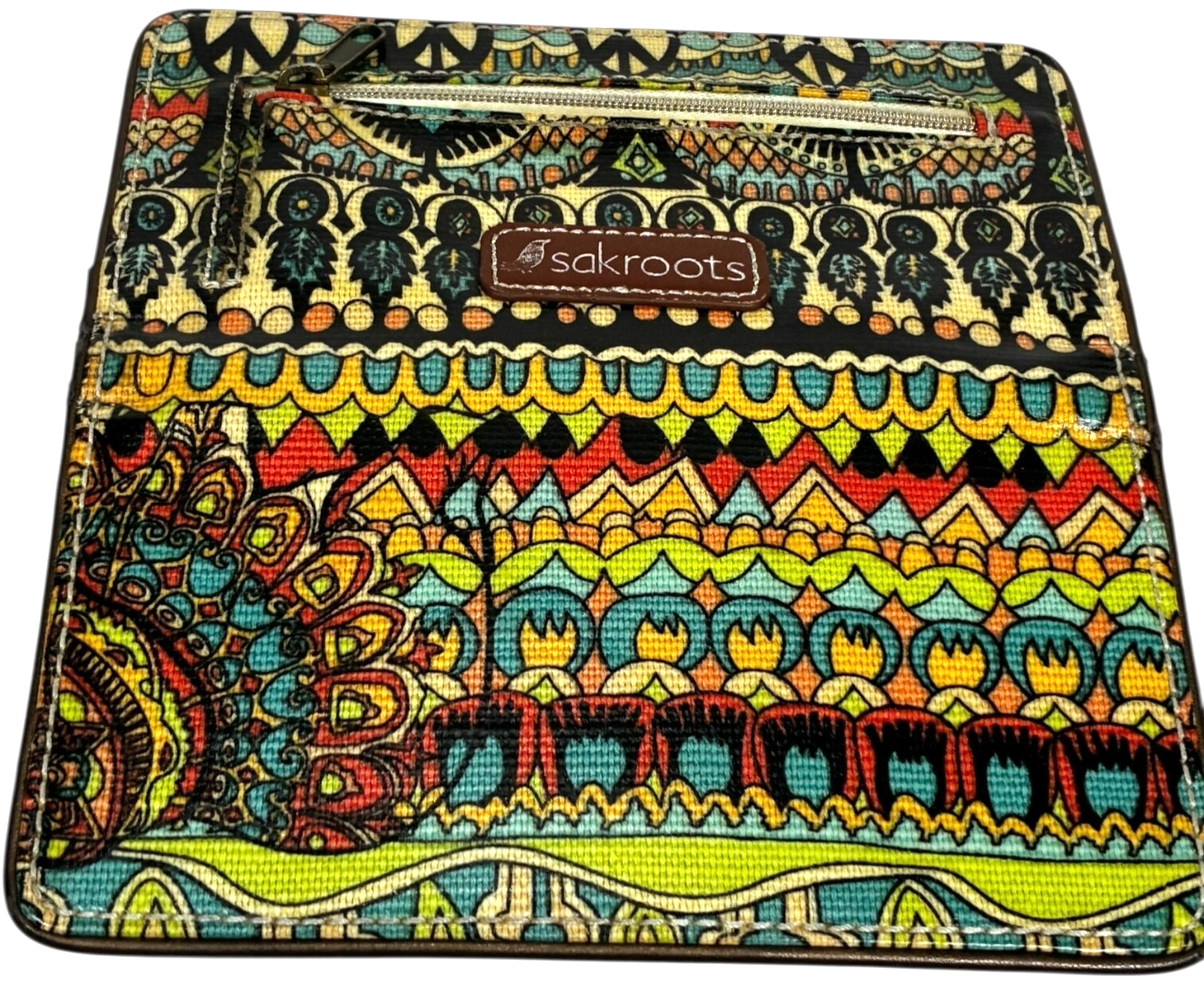 Sakroots Wallet Clutch Peace Double Zipper Multicolor Embroidery Trim Boho Bird Item image 4