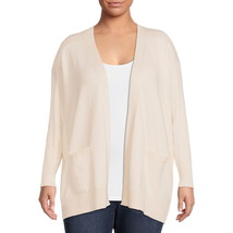 Elegant Plus Size 2X Women&#39;s Long Sleeve Open Front Beige Cardigan Sweater - £18.96 GBP