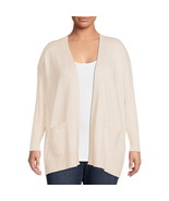 Elegant Plus Size 2X Women&#39;s Long Sleeve Open Front Beige Cardigan Sweater - £18.96 GBP