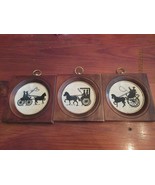 VINTAGE SET OF THREE APCO HORSE AND CARRIAGE SCENES   IN 4 &quot; X 4&quot; PLAQUES - £11.08 GBP