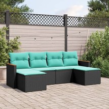  Patio Sofa Set Black, Blue PE rattan, Powder-coated steel Large - €474,65 EUR