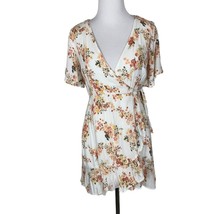 Abercrombie &amp; Fitch Floral Wrap Dress XS V-Neck Short Sleeve Ruffle Hem ... - $293.01 MXN