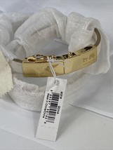 New Coach White Leather Double Wrap Bracelet Plaque 90316 Gold  J3 - $79.19