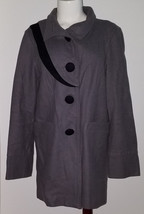 Lux Urban Outfitter Gray Wool Blend Jacket Coat Women&#39;s Large Black Big Buttons - £27.02 GBP