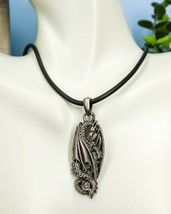 Ebros Magic Crystal Slumber Onyx Dragon Pendant Jewelry Necklace Lead Free - £13.29 GBP