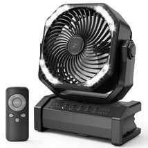 20000Mah Rechargebale Floor Fan, Battery Operated Camping Fan With Light &amp; Remot - £63.02 GBP