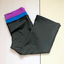 Tek Gear Womens Sz M Dark Gray Blue Purple Capri Workout Athletic Pants - $7.91