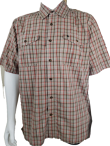 Carhartt Short Sleeve Shirt Mens Large Tan Plaid Relaxed Fit Cotton Blen... - $15.50