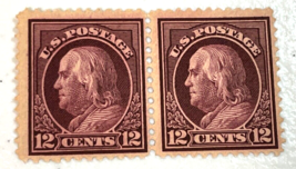 US Postage Stamp #417 Coil Of 2 - 1912-14 Washington-Franklin Series 12c MH OG - £38.33 GBP