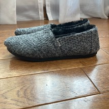 TOMS Alpargata Shoe Womens 7 Gray Espadrille Fur Lined Casual Comfort Slipper - £19.01 GBP