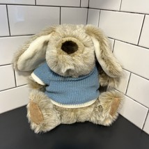 Vintage Russ Caress Soft Pets RUFFY Plush Stuffed Animal Puppy Blue Sweater - £18.87 GBP