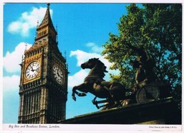 Postcard Big Ben &amp; Boadicea Stature London England UK - £3.10 GBP