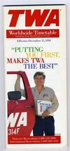 TWA Worldwide Timetable December 1994 Trans World Airlines - $11.88