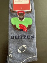 New Holiday Time Christmas Socks - Blitzen - Reindeer Playing Football - S 6-12 - £9.18 GBP