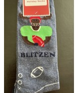 New Holiday Time Christmas Socks - Blitzen - Reindeer Playing Football -... - £8.99 GBP