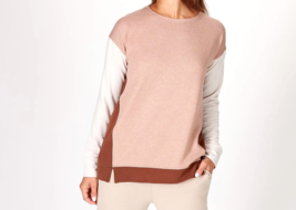 Cuddl Duds Comfortwear Color-Block Long-Sleeve Pullover Walnut Taupe Heather, XL - £23.32 GBP