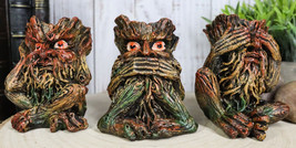 Wiccan Forest Tree Spirit Gods See Hear Speak No Evil Greenman Figurines Set - £20.83 GBP