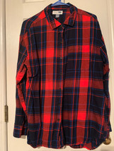 NWOT - Old Navy Boyfriend Size L Plaid Long Sleeve Button Front Flannel ... - $10.99
