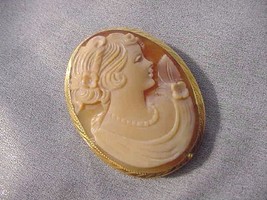 (C-1458) classic Woman Lady flower CAMEO carved sea shell Pin PENDANT Brooch - £209.35 GBP