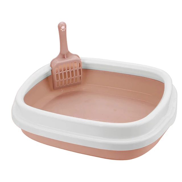 1 Set Pet Toilet Bedpan Training Plastic Sand Litter Box Cat Tray with Scoop - £18.72 GBP
