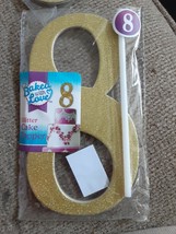 Gold Glitter Cake Topper Number 8 - 3 x 6&quot; New!!! - £5.35 GBP