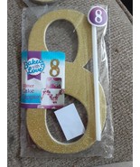 Gold Glitter Cake Topper Number 8 - 3 x 6&quot; New!!! - £5.44 GBP