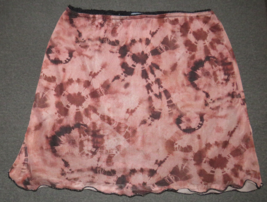Pretty Little Thing Women&#39;s Brown Tie Dye Mesh Mini Skirt Size 8 - £17.37 GBP