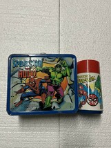 VINTAGE SPIDERMAN &amp; HULK LUNCHBOX AND THERMOS - $1,857.27 MXN