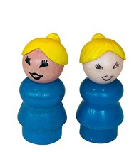 Fisher Price Little people vtg antique 1960s figure toy pair blue blonde girls - $13.81