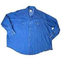 Wrangler Big Men Pearl Snap Denim Shirt 20 X 35 Western Cowboy - £17.84 GBP