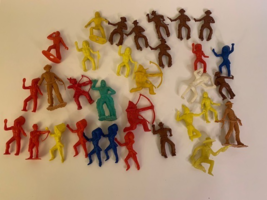 Lot of 32 Vintage Plastic Cowboy Indian Miniature Figurines (Please Read) - $7.50