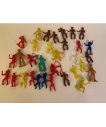 Lot of 32 Vintage Plastic Cowboy Indian Miniature Figurines (Please Read) - $7.50
