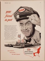 1948 Print Ad Esso Marine Products Boat Dock &amp; Gas Pumps - £10.00 GBP