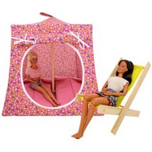 Pink Toy Play Pop Up Doll Tent, 2 Sleeping Bags, Small Flower Print Fabric - £19.57 GBP