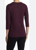 New Bobeau Nordstrom Women&#39;s Wide Rib Knit 3/4 Sleeve Top In Red Wine Small - £11.65 GBP