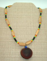 Vintage Necklace Rasta Beach Surfer festival VSCO Red Yellow Green Accent Beads - £10.10 GBP