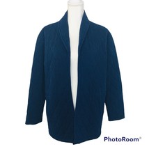 New Direction Womens Quilted Jacket Size Medium Navy Blazer Side Pockets - £14.69 GBP